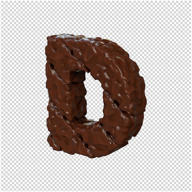 Chocolate letters turned to the left. 3d letter d