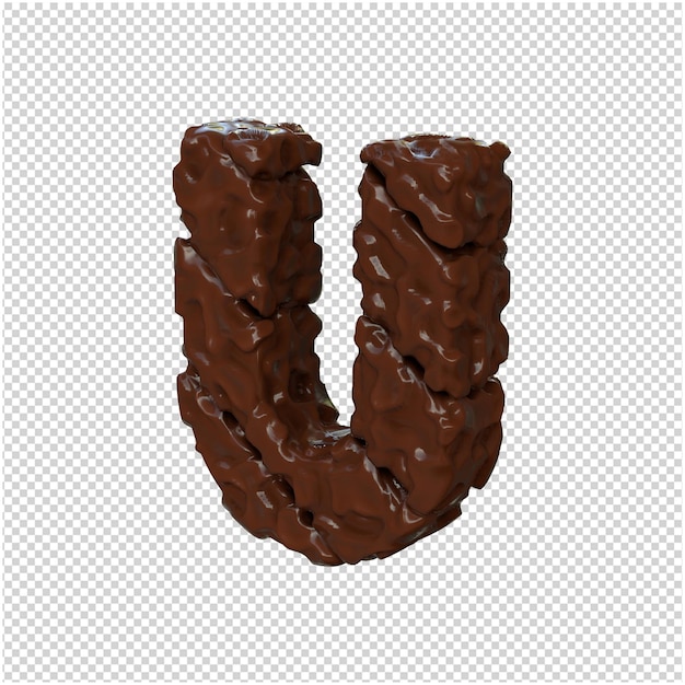 Chocolate letters turned to the left. 3d letter u