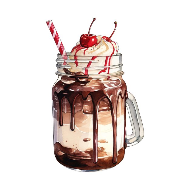 PSD chocolate milkshake in jar ai generated image