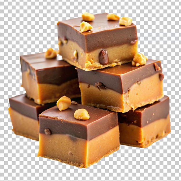 PSD chocolate peanut butter fudge on transparent background