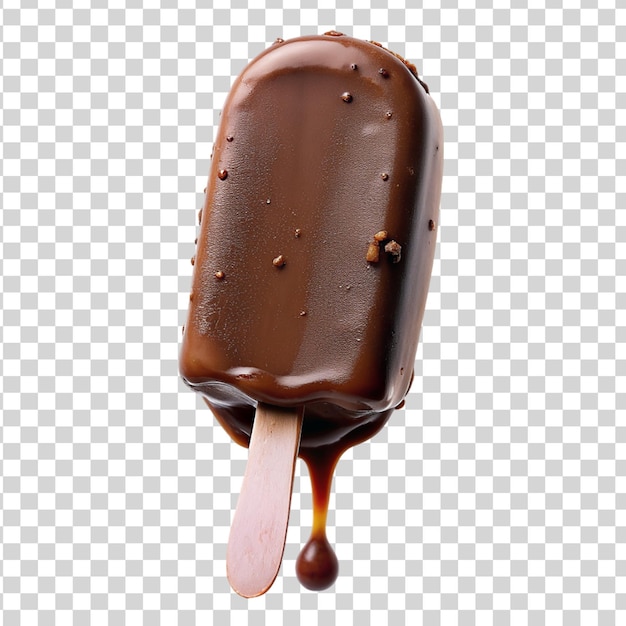 PSD chocolate popsicle melted isolated on transparent background