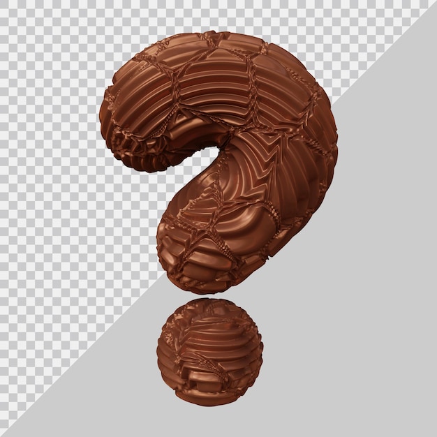 Punto interrogativo al cioccolato o simbolo di domanda nel rendering 3d