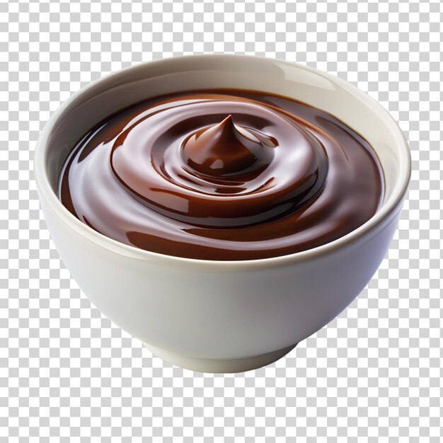 PSD chocolate sauce on bowl on transparent background