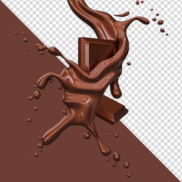 PSD chocolate sauce crown splash effect in 3d render with editable background