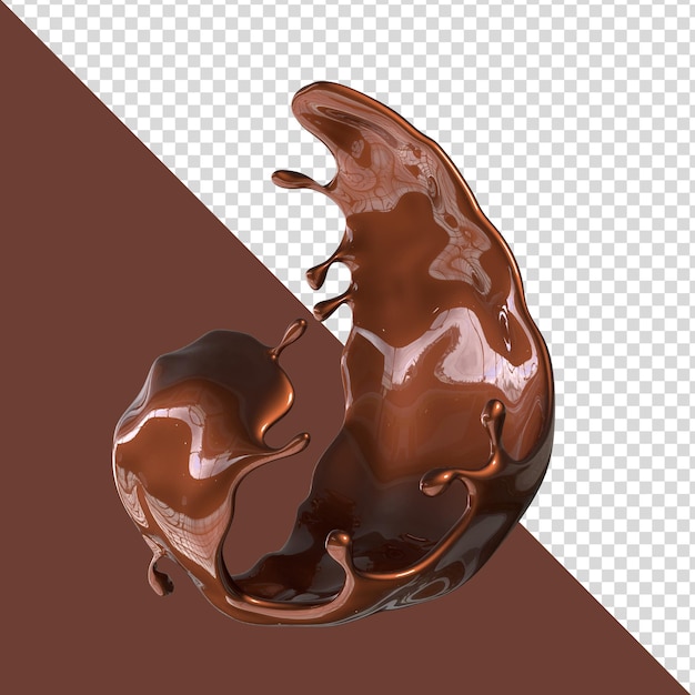 Chocolate sauce crown splash effect in 3d render with editable background