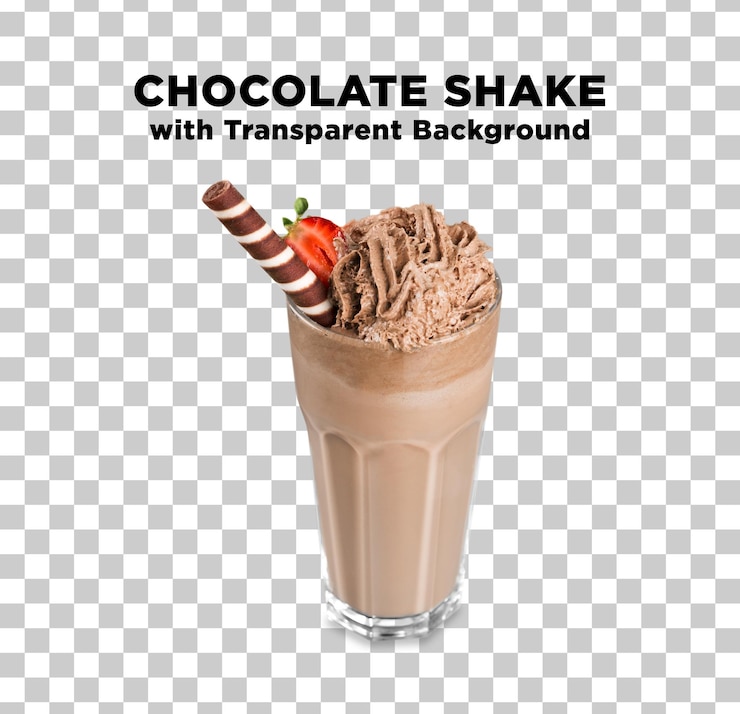 PSD chocolate shake in a glass photo psd in transparent background
