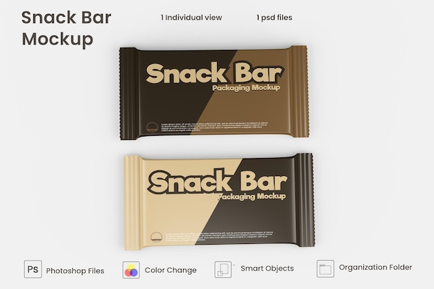 PSD progettazione di mockup di confezionamento di snack al cioccolato