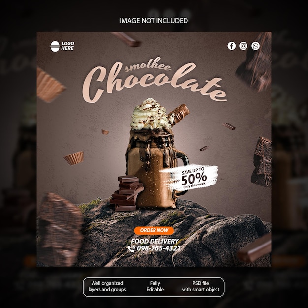 PSD chocolate social media post