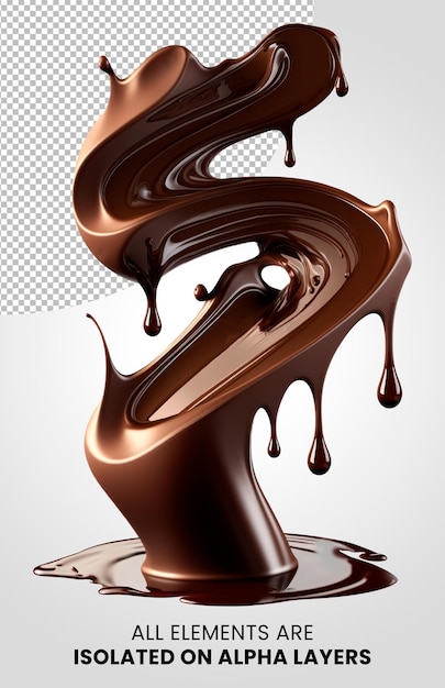 Chocolate spiral splash isolated on alpha layer png