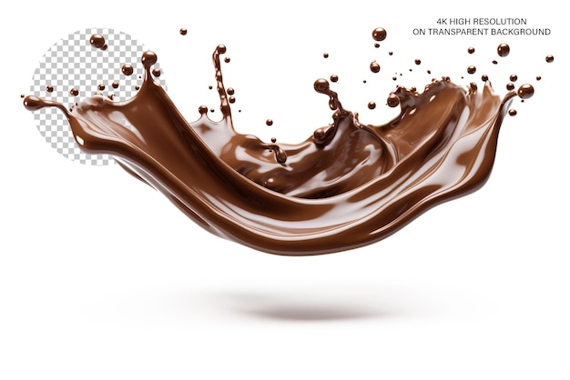 Chocolate Splash 3D-rendering van geïsoleerde transparante achtergrond