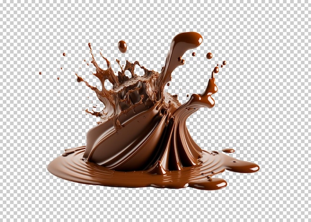 Chocolate splash isolated transparency background genarated ai