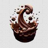 PSD chocolate splash on transparent graphic