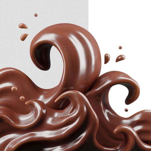 PSD chocolate splashes isolated on background premium psd