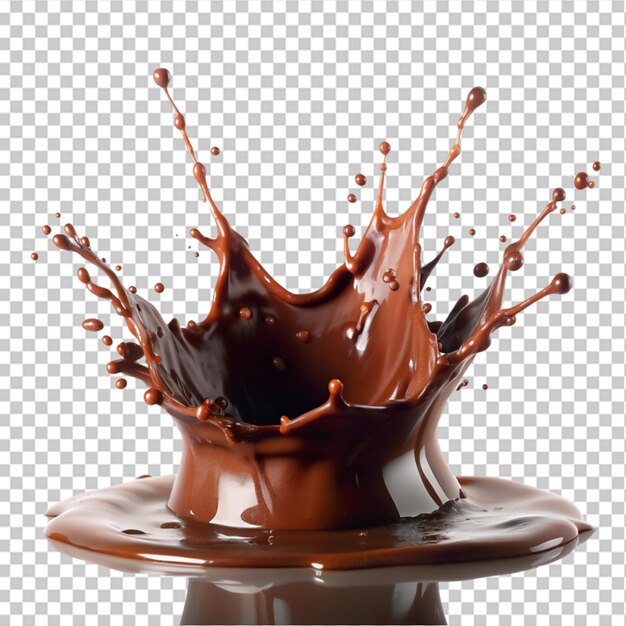 PSD chocolate splashes spluttering brown liquid set isolated with transparent background