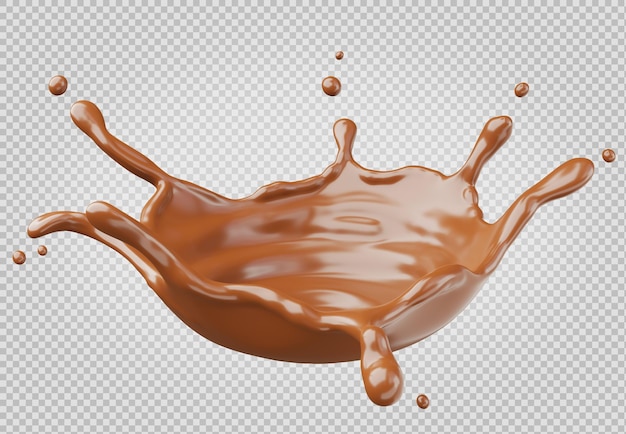 Chocolate splashing isolated3d renderingwith clipping path