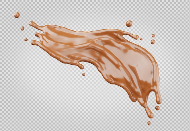 Spruzzi di cioccolato isolati rendering 3d con tracciato di ritaglio