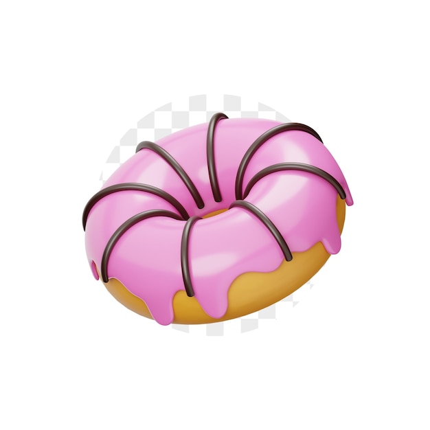 PSD Шоколадная клубничная пончиковая еда 3d-икона