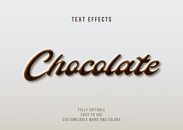 Chocolate text effects with 3d style