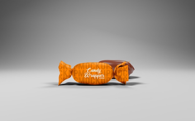 PSD chocolate toffee candy wrapper mockup front view isolated