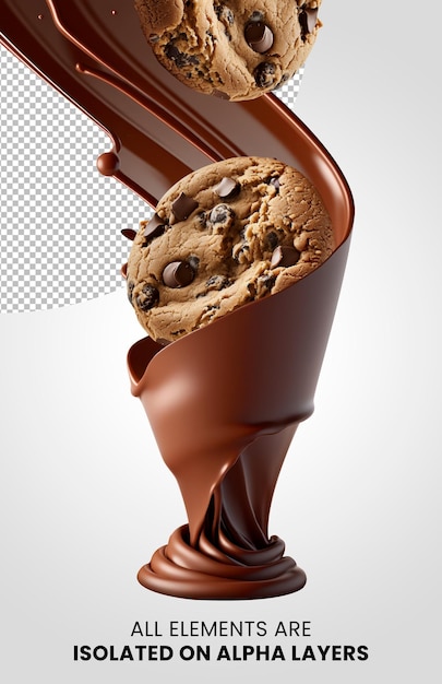 PSD chocolate tornado splash isolated on alpha layer png