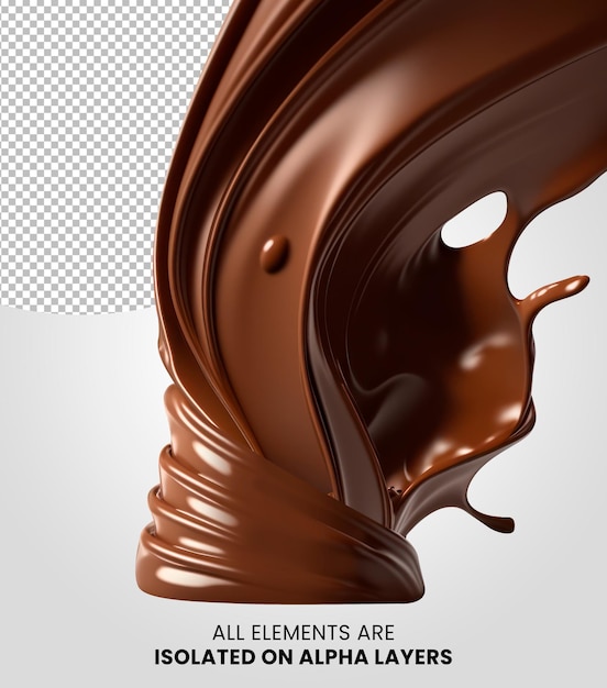 Chocolate tornado splash isolated on alpha layer png