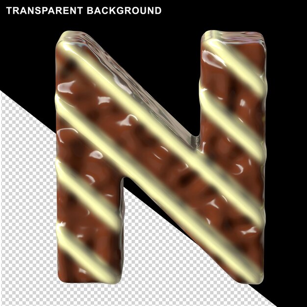 Chocolate with cream strips capital letter n