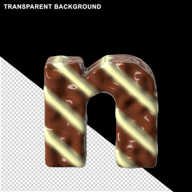 Chocolate with cream strips letter n