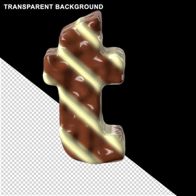 Chocolate with cream strips letter t