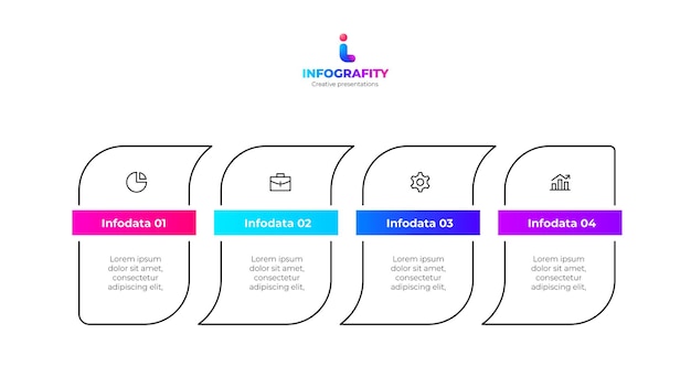 Choice diagram with 4 abstract frames and icons Outline infographic for presentation and websites