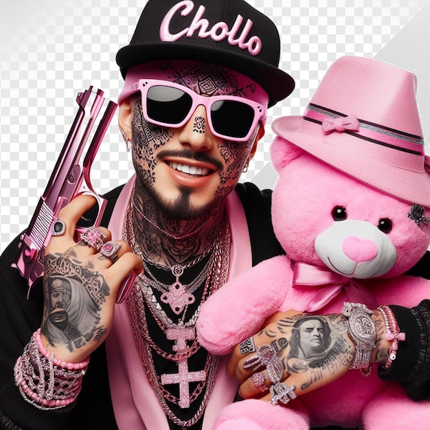 Cholo Gangster uit Los Angeles in Gstyle Hood Bro Pose geïsoleerd op transparante achtergrond Gezicht png