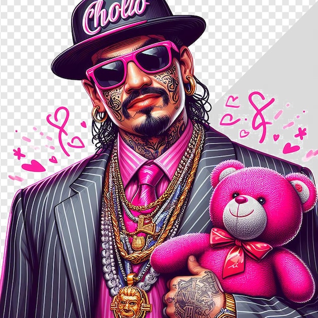 Cholo Gangster Z Los Angeles W Gstyle Hood Bro Pose Izolowany Na Przezroczystym Tle Twarz Png