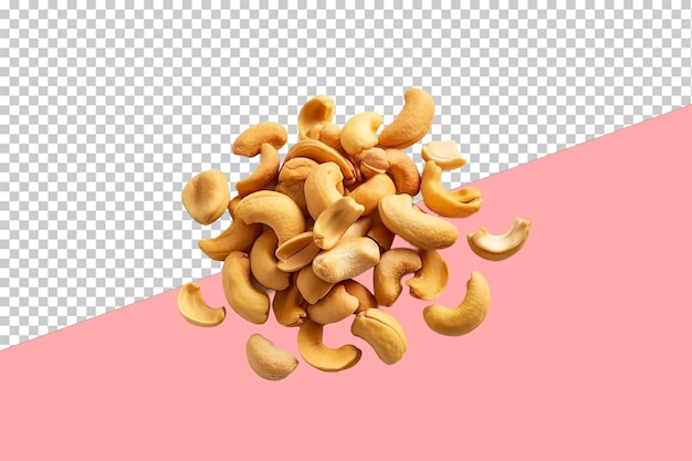 Chopped cashews. isolated object, transparent background