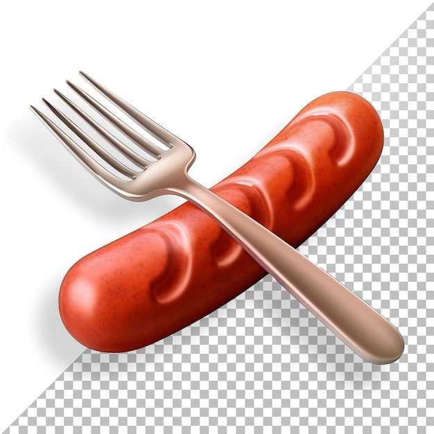 Chorizo with fork in 3d