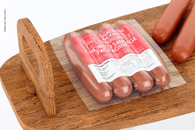 Chorizo worstverpakking mockup perspectief