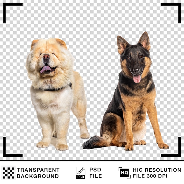 Chow Chow and German Shepherd Dogs on Transparent Background