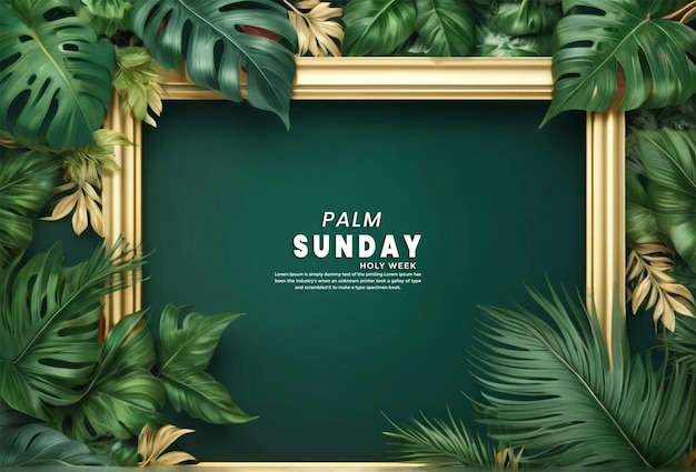 Христианский крест и пальмовое воскресенье праздник пальмовые зеленые листья с фоном