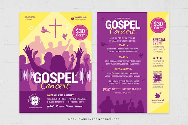 PSD christian gospel concert flyer-sjabloon in psd