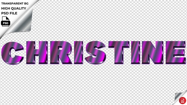 PSD christine typography purple light text metalic psd transparent