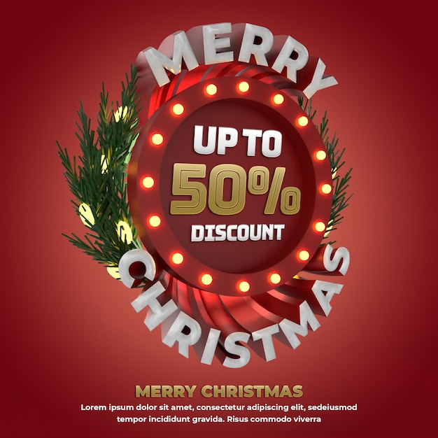 Christmas 3d circle banner holiday event for social media promotion and celebration illustration