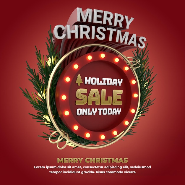 Christmas 3d circle banner holiday event for social media promotion and celebration Illustration