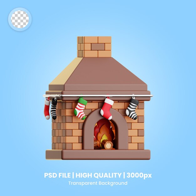 Christmas 3D Icon Chirstmas Fireplace