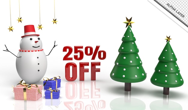 Christmas 3d render sale banner 25 off