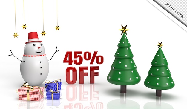 Christmas 3d render sale banner 45 off