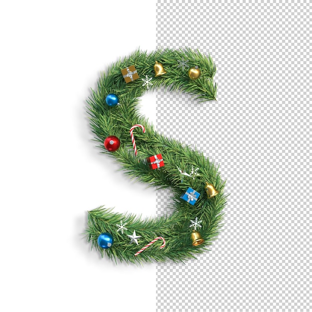 PSD christmas alphabet letter s