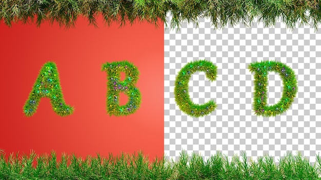 PSD christmas alphabet made fir branches alphabet from a christmas tree christmas font letters a b c d