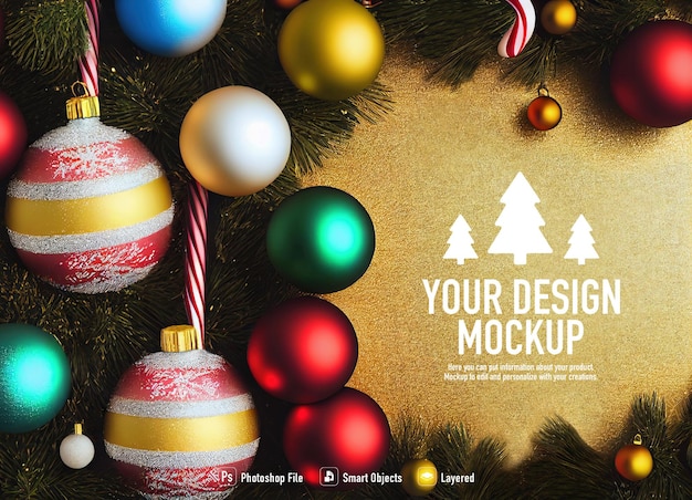 PSD christmas background mockup on blur background