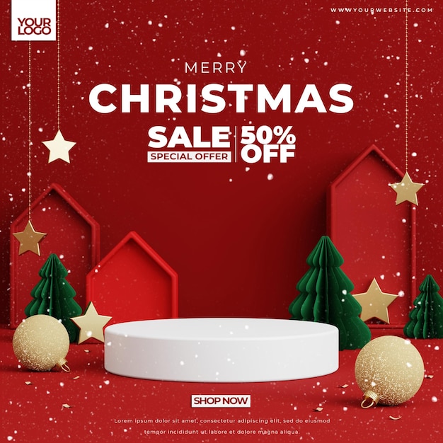 Christmas background for product display 3d rendering