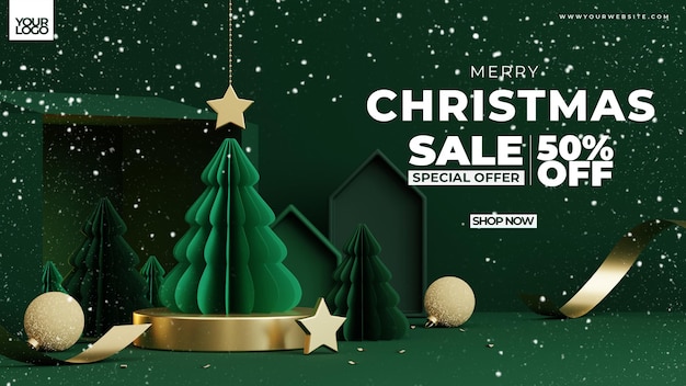 PSD christmas background for product display 3d rendering