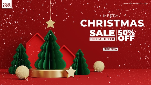 Christmas background for product display 3d rendering
