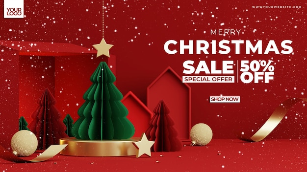 PSD christmas background for product display 3d rendering